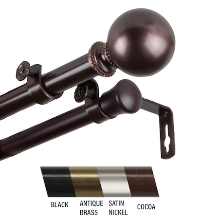 Central Design Julian 0.81 in. Double Curtain Rod; 66-120 in. - Cocoa 4783-667